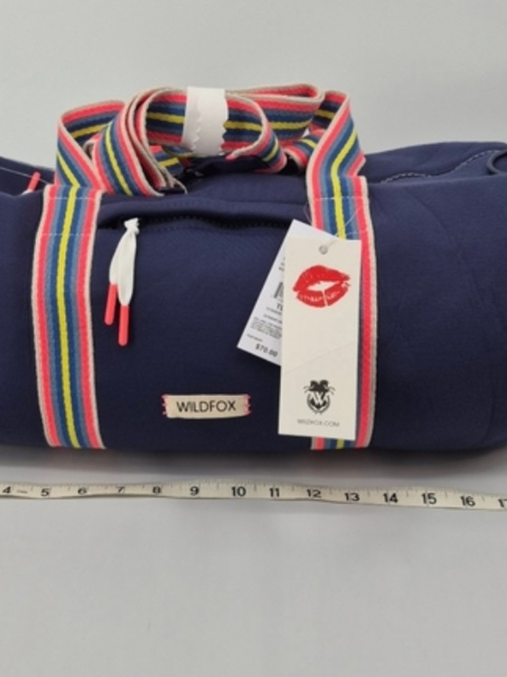 NWT Wildfox Navy Duffle Bag with Rainbow Straps - Picture 5 of 8